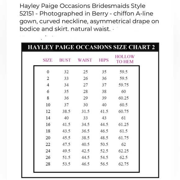 Hayley Paige Occasions Chiffon Bridesmaid Dress Berry Style 52151 Size 14 NWT - Picture 7 of 12